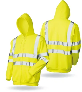 Safety Reflective Hi Vis Reflective Safety Polar Fleece Hoodie Jacket