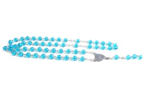 6 millimetri di <span class=keywords><strong>Luce</strong></span> Blu Rotonda Perle di Vetro <span class=keywords><strong>Rosario</strong></span> Cattolico con Fatima Medaglia - Product Image 6