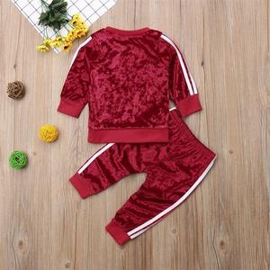 De moda multicolor niñas ropa de niños conjunto de ropa de manga larga tops + Pantalones bebé niño Otoño de <span class=keywords><strong>terciopelo</strong></span> trajes - Product Image 6