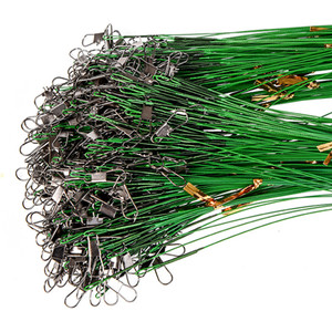 10 pz/set filo di acciaio <span class=keywords><strong>Leader</strong></span> con connettore accessorio da pesca girevole verde nero Olta Leadcore guinzaglio 15CM 20CM 25CM lenza - Product Image 1