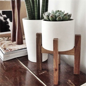 Ve barato de interior al aire libre blanco mate macetas casa jardín decoración de cerámica antiguo macetas con bambú stand - Product Image 3