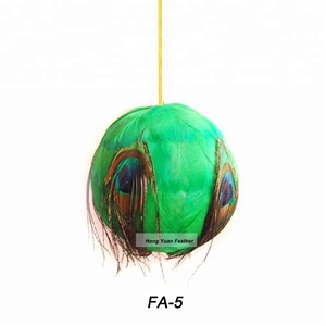 Chirtsmas decorations colorful feather hanging ornament peacock feather ball - Product Image 2