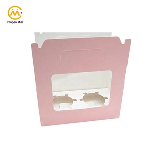 Wholesale Cheap Custom Color Paper <strong>Carrier</strong> Two Cheese Cup Cake Packaging <strong>Cupcake</strong> Box with Window - Product Image 3