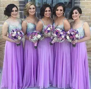 Floor Length Fairy Lavender Chiffon Plus Size Bridesmaid Dresses