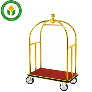 Hotel golden four wheel crown head hotel luggage cart