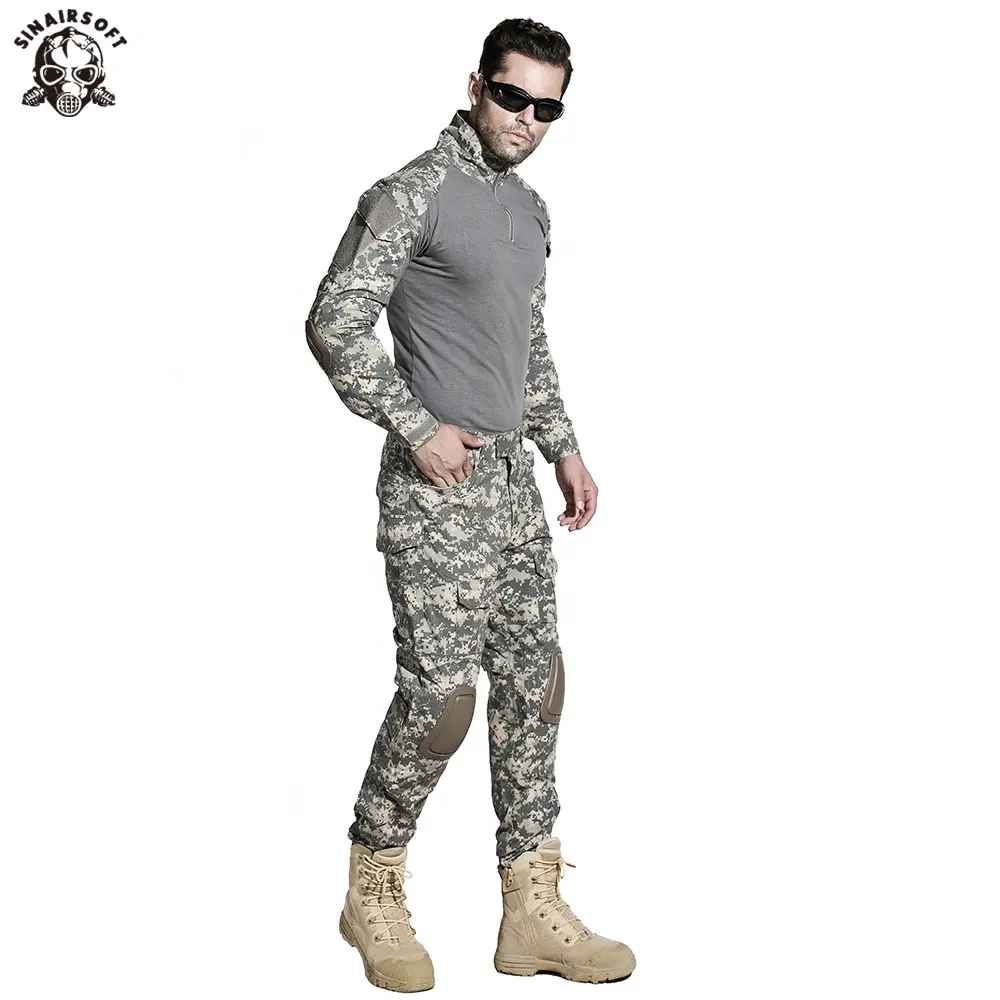 SINAIRSOFT Askeri Taktik BDU Avcılık Yürüyüş Paintball takım elbise Diz Pedleri Dirsek Pedleri Ordu Kamuflaj Savaş Üniforma