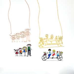 Collar con colgante personalizado de acero inoxidable, para madre, regalo para niños, dibujo familiar - Product Image 2