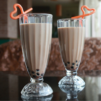 Verre à boire haut et large à rayures pour boissons chaudes et froides, lait frappé, thé au lait Boba, de l'usine fournisseur