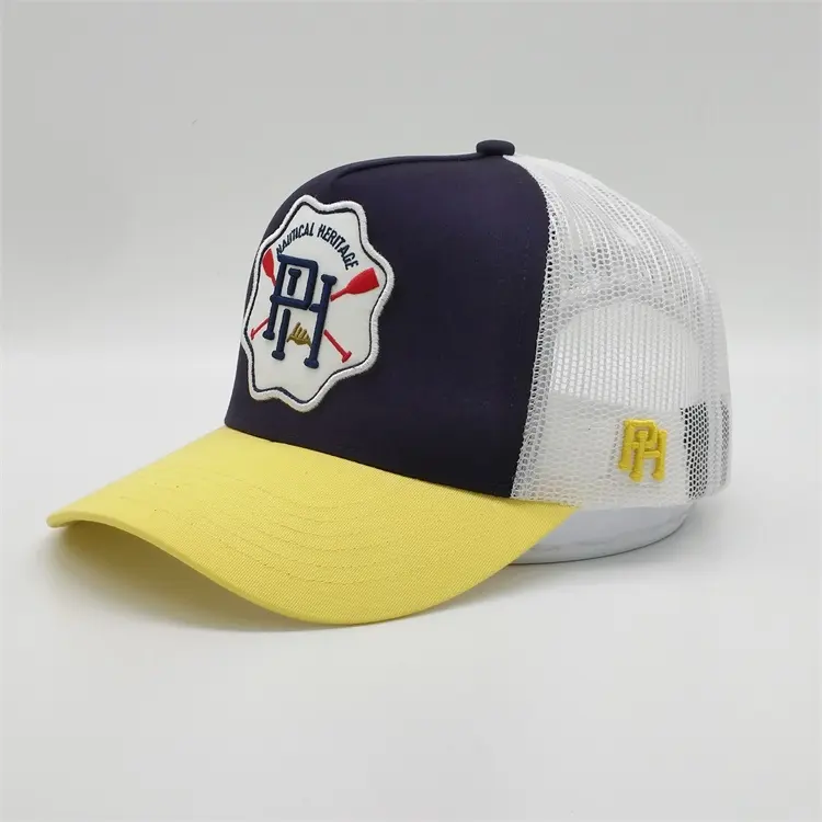 OEM diseño personalizado su propio logotipo gorra de béisbol camionero, algodón 5 Panel malla Snap Back, hombres parche bordado 3D Bulk Trucker Hat