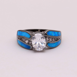 Al por mayor venta al por mayor nuevo oro negro principal de piedra zircon opal anillo de diamantes anillo de compromiso - Product Image 4