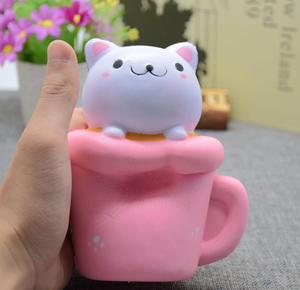 <span class=keywords><strong>Kawaii</strong></span> soft 14 cm PU stress relieve slow cat mug set toy for girls - Product Image 4