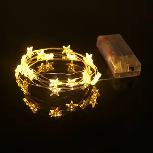 Twinkle Battery Powered Copper Wire Star Shaped 10 20 Led String Fairy Lights For Wedding Decoration