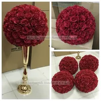 LFB392 50 ซม. ขนาดมาตรฐานสีแดง rose wedding party ดอกไม้ตาราง centerpiece ประดิษฐ์ดอกไม้สำหรับกิจกรรมตกแต่ง