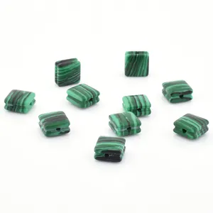 Naturale Della Pietra Preziosa del Commercio All'ingrosso 8*8*5 millimetri Malachite Cube Pietra Piatta Per Fare Il Braccialetto