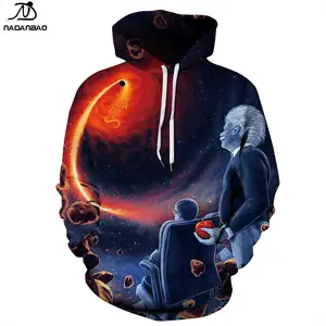 NADANBAO Brand Hot Sale Custom Sublimation Hole Outer Space Sweatshirts Couple Hoodies 3d Printed Science Universe Black