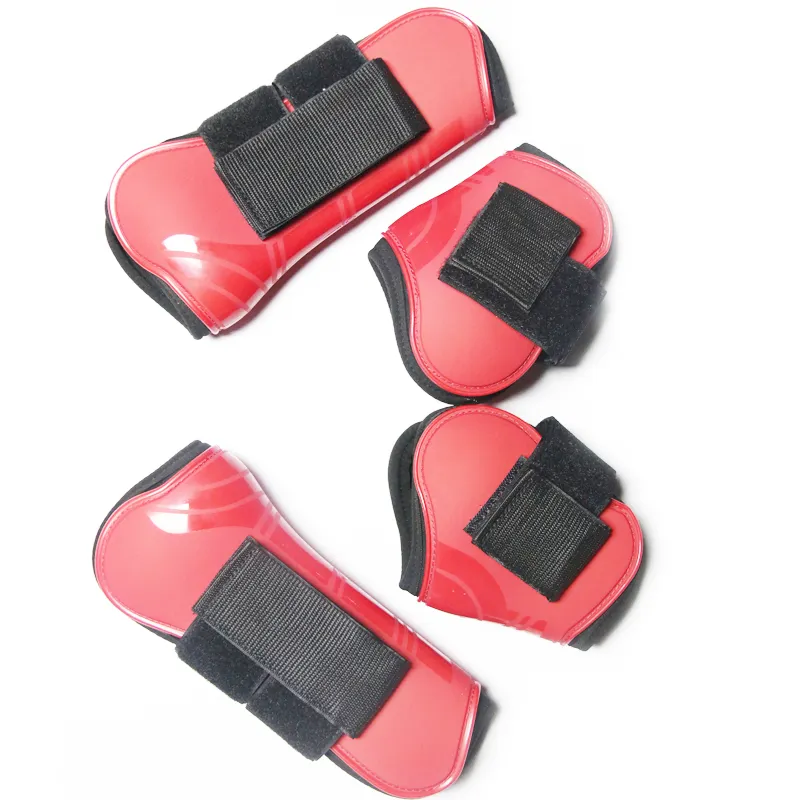Koruyucu Tendon bandaj malzemeleri ile toptan kırmızı neopren at binme çizmeleri yarış koruma garantili