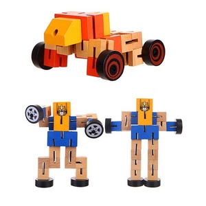 Educational Funny Deformation <strong>Robot</strong> Changeable Car Action Figure Wooden <strong>Robot</strong> Toy