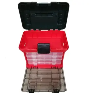 Toolbox Draagbare Plastic Outdoor 4 Layer Visgerei Hulpmiddel Opbergdoos Case Accessoire Gereedschapskist Outdoor Organizer met Handvat