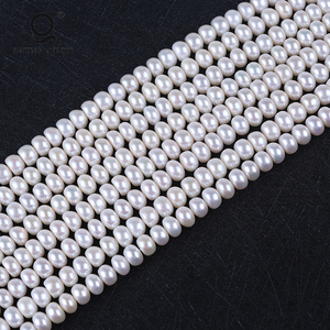 Daking AAA grado Natural Color botón en forma de pan Real perla agua dulce Cadena de joyería - Product Image 1