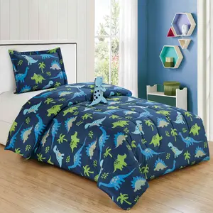 Customized kids comforter set printed microfiber dinosaur Children Juvenile boys bedding Duvet set