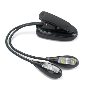 Portable Dual Arm 4 LED Clip Trên Sách Đọc Đèn Linh Hoạt Cổ Ngỗng Nhạc Đứng Đọc Ánh Sáng - Product Image 4