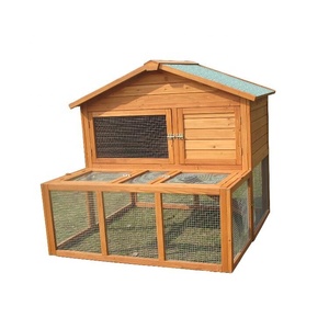 Grand clapier à lapin en bois bon marché avec course - Product Image 1