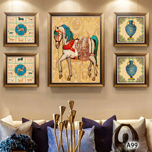 Decorazione d'Arte Moderna, Quadro Grande di Cavallo Dorato Stampato da Appendere per Hotel - Product Image 6