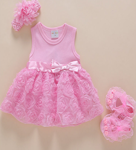 Little queen ดอกไม้ชุดเด็กผู้หญิงแขนกุด ruffled rose กระโปรงชุดเจ้าหญิงเกาหลี - Product Image 2