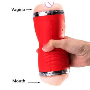 Double hole oral 3D deep male sex toys vaginal masturbation device male masturbator cup