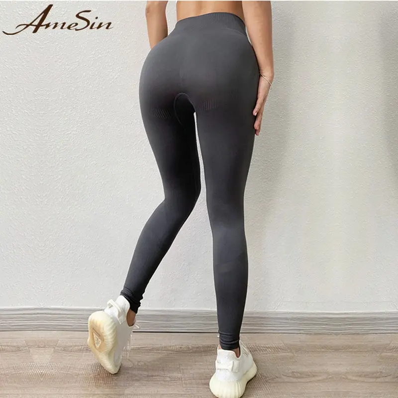 AMESIN Custom Soft Black Seamless Legging Women Fitness Yoga Legging Seamless HIgh Waist Leggings