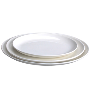 En gros maison vaisselle ovale plats assiette en porcelaine blanche en vrac - Product Image 5