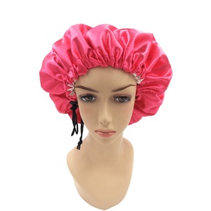 2024 Design imprimé personnalisé Extra Large Xl taille étiquette privée Nylon Satin Fabricant doublé Jumbo jaune blanc Turban bonnet de <span class=keywords><strong>douche</strong></span> - Product Image 6