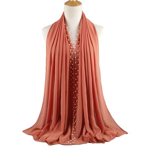 Hot 90 màu sắc đẹp trắng ngọc trai đồng bằng bong bóng voan hijab chiếc khăn Muslim Hijabs headwraps khăn choàng - Product Image 3