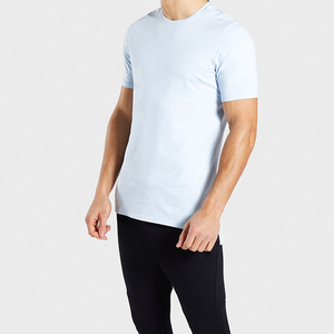 Venta al por mayor de encargo Camiseta de algodón liso recto con espalda alargada bajo los hombres camiseta de - Product Image 1