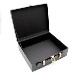 EG1106 New Hot AAA Qualified Square gifts leather box with handle Factory from China