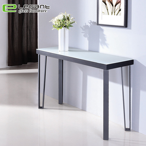 Blanc Trempé Verre <span class=keywords><strong>Console</strong></span> Table avec Jambes De <span class=keywords><strong>Fer</strong></span> - Product Image 1