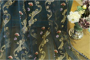 Rideau de lin en organza pour fêtes, dernier design à la mode, avec dentelle brodée marocaines, vente en ligne ^ - Product Image 3