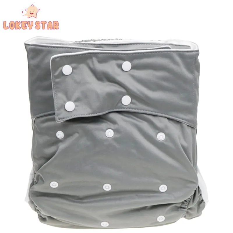 Lokeystar Grey Adult Cloth Diaper for Disabled Man Washable Reusable Adult Diapers Leakfree Waterproof Cloth Diaper Nappies