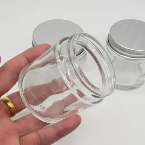 Frascos vacíos de vidrio transparente para miel, botella de vidrio cosmético con tapa de aluminio de tornillo para venta al por mayor, 100ml, 3 oz