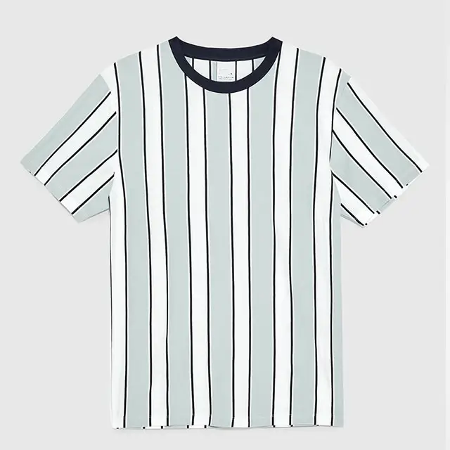 Cheap Vertical striped men t shirt producers 100% cotton fabric slim fit t shirt men blank design t shirt custom