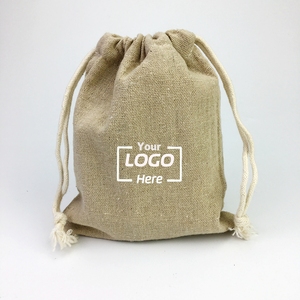Sac à cordon de serrage en coton et lin, vente en gros - Product Image 1