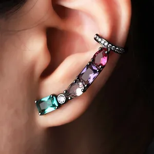 Bán Buôn Trang Sức Rõ Ràng Glass Stud Earrings Với Zircon Cho Phụ Nữ Quà Tặng Nhiều Màu Clip-On Bông Tai