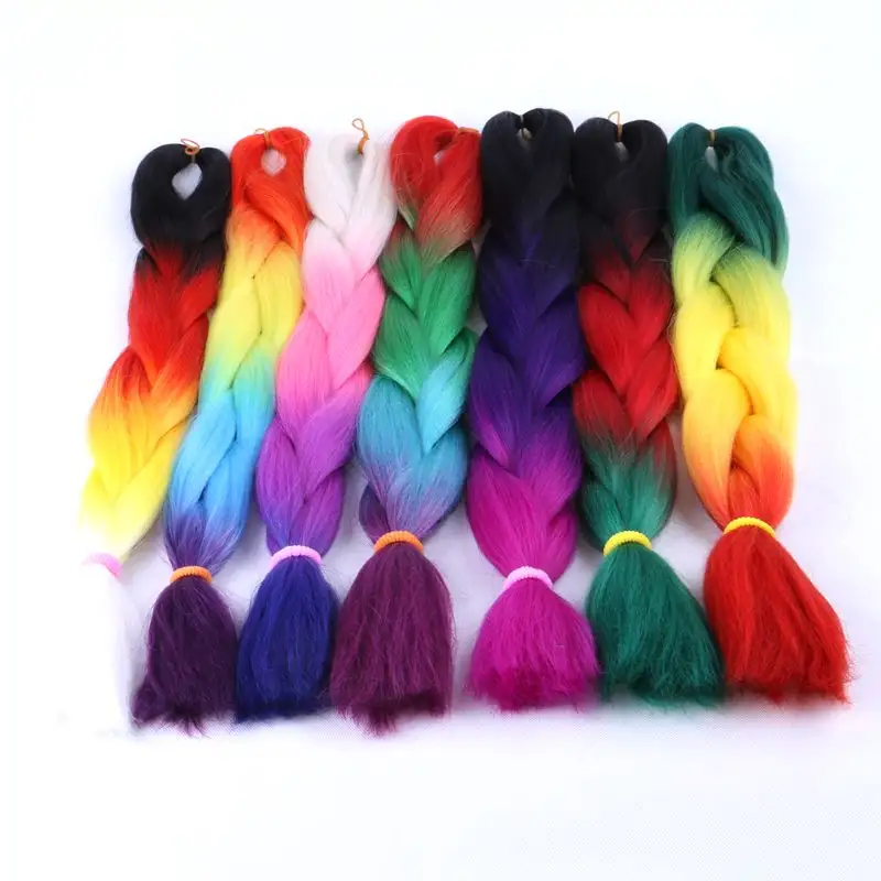 Prix de gros beaucoup de couleurs 24 pouces synthétique jumbo cheveux tresse 100g synthétique tressage cheveux