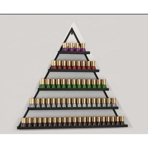 Estantes triangulares de <span class=keywords><strong>Metal</strong></span> para esmalte de uñas, estante de exhibición para cosméticos montado en la pared
