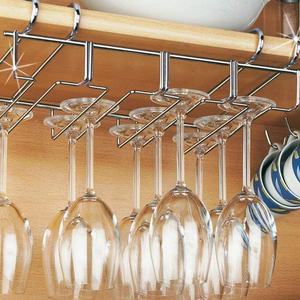 Fil métallique en acier facile suspendu rack de stockage sous la tablette porte <span class=keywords><strong>verres</strong></span> à <span class=keywords><strong>pied</strong></span> - Product Image 4