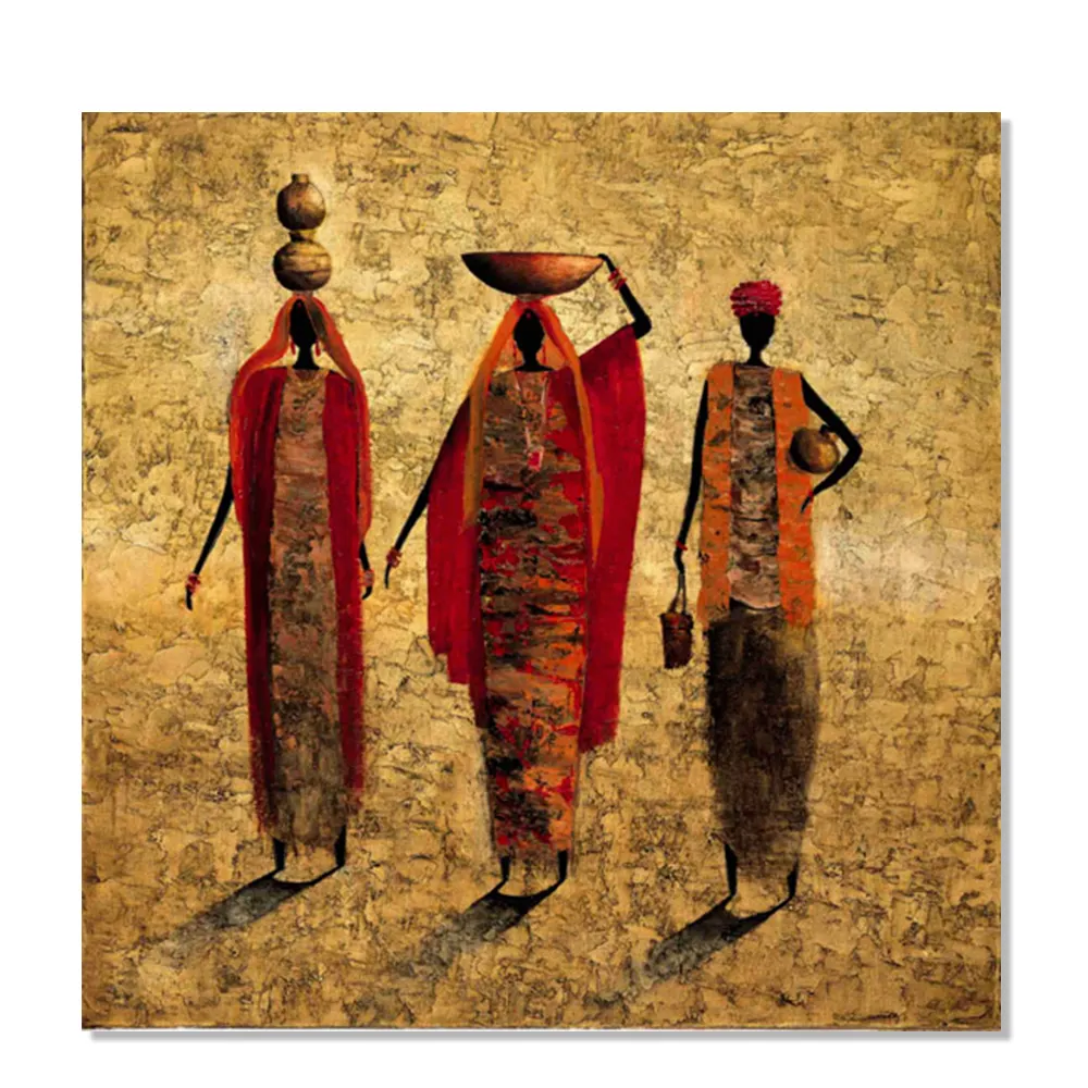 Wall decor handmade African art work black figure abstract oil painting on canvas