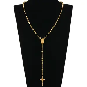Collar con crucifijo chapado en oro, joyería de plata personalizada, collar de hip hop