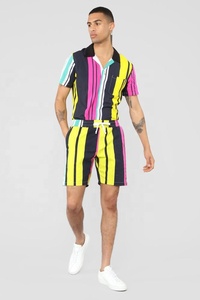 Ensemble short et chemise imprimée pour homme KY – Collection été 2026 – Taille élastique avec cordon de serrage – Coupe ajustée – Idéal plage - Product Image 6