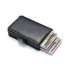 皮革信用卡的钱包rfid钱包铝rfid阻止卡钱包2盒高容量