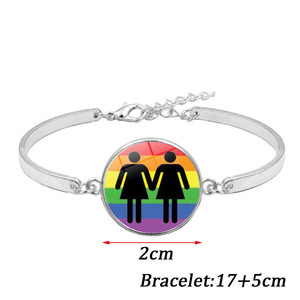 De personalidad de plata de aleación de <span class=keywords><strong>zinc</strong></span> de la joyería del arco iris corazón amor lesbianas encanto lgbt pulseras - Product Image 4
